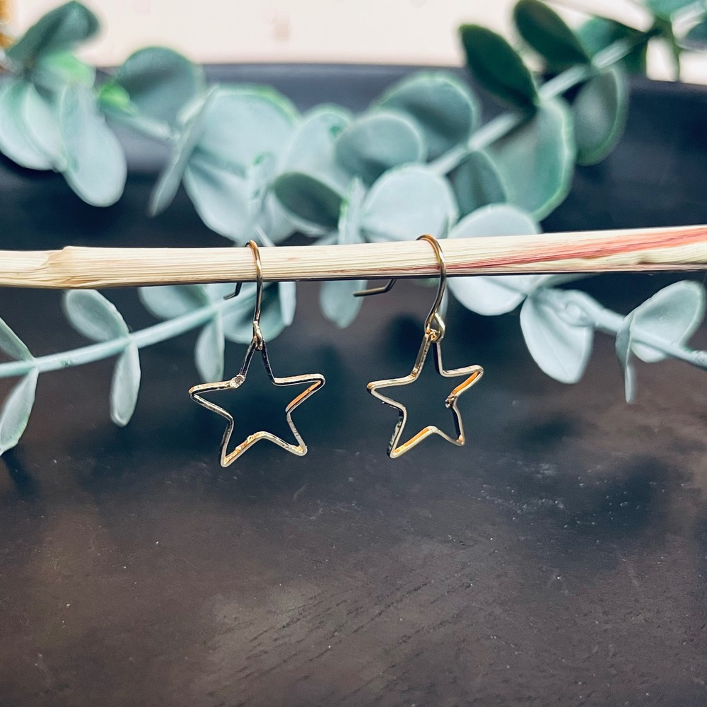 Dainty Star Earrings | Yellow Gold Plated Celestial‎ | Whimsical Boho Witchy